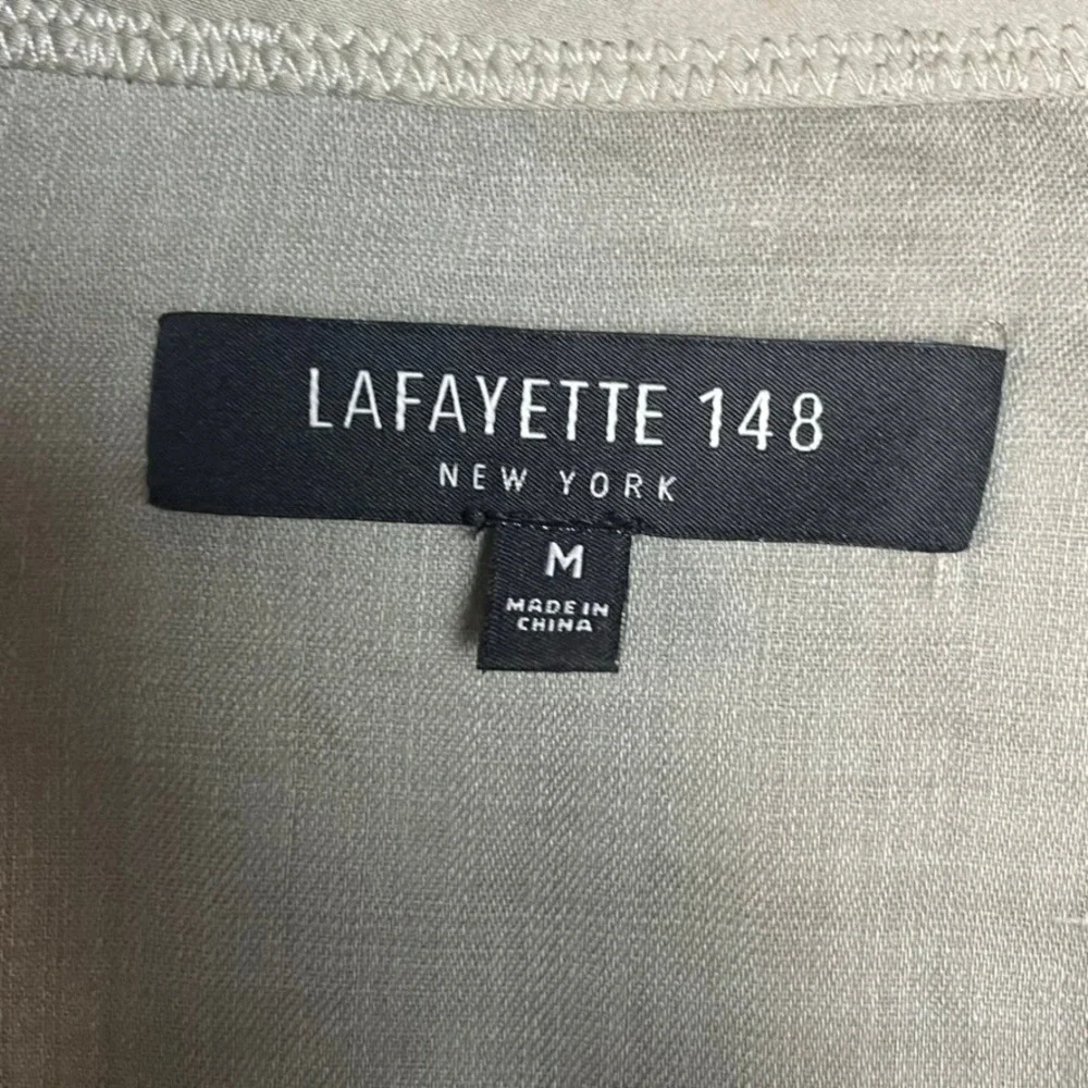 Lafayette 148 New York Striped Linen Blend Button Down‎ Shirt Size Medium - Picture 3 of 9